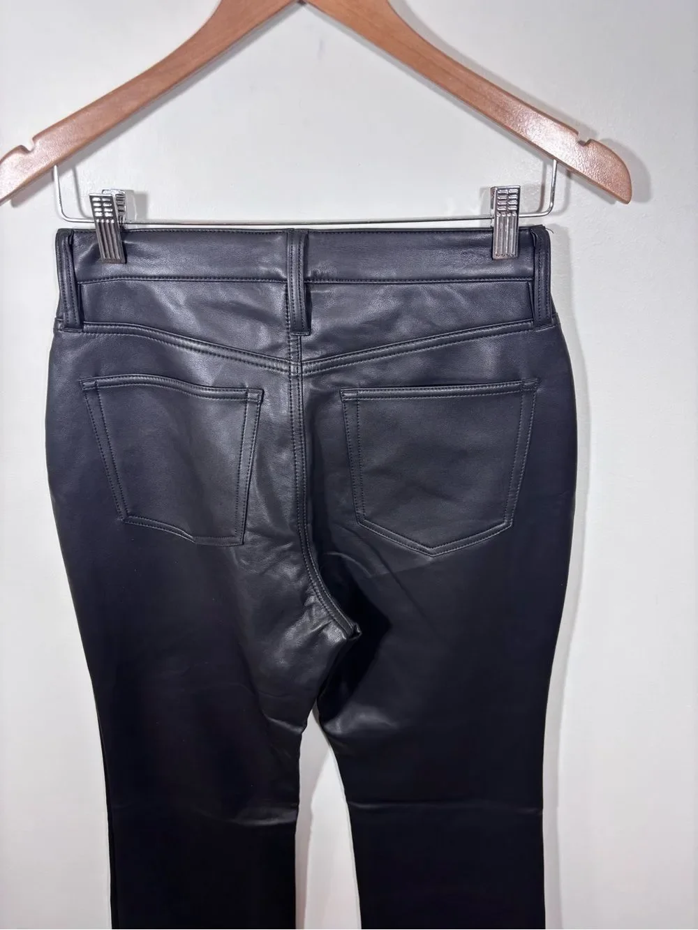 J Crew High-rise bootcut pant in faux leather NWT 26 Black Classic CC485